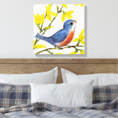 Niedlicher Singing Blue Bird Tree Leinwanddruck (Insitu (Schlafzimmer))