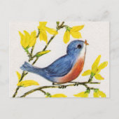 Niedlicher Singing Blue Bird Tree Postkarte (Vorderseite)