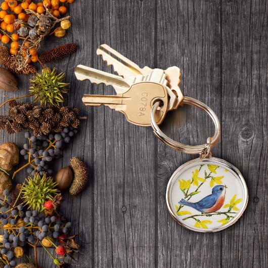Niedlicher Singing Blue Bird Tree Schlüsselanhänger