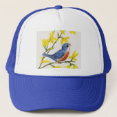 Niedlicher Singing Blue Bird Tree Truckerkappe (Vorderseite)