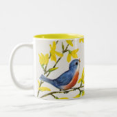 Niedlicher Singing Blue Bird Tree Zweifarbige Tasse (Links)