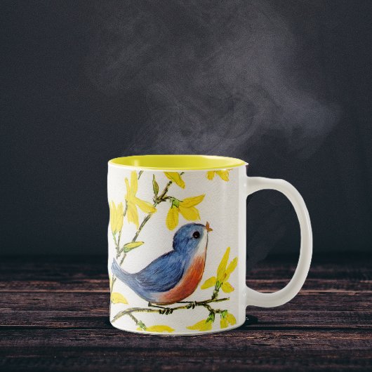Niedlicher Singing Blue Bird Tree Zweifarbige Tasse