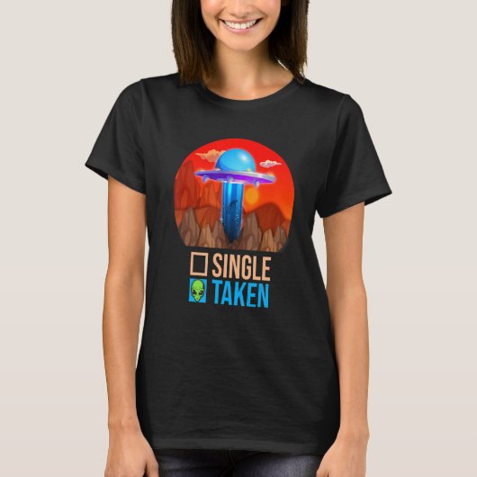 Niedlicher Single oder Alien UFO Valentine T-Shirt (Vorderseite)