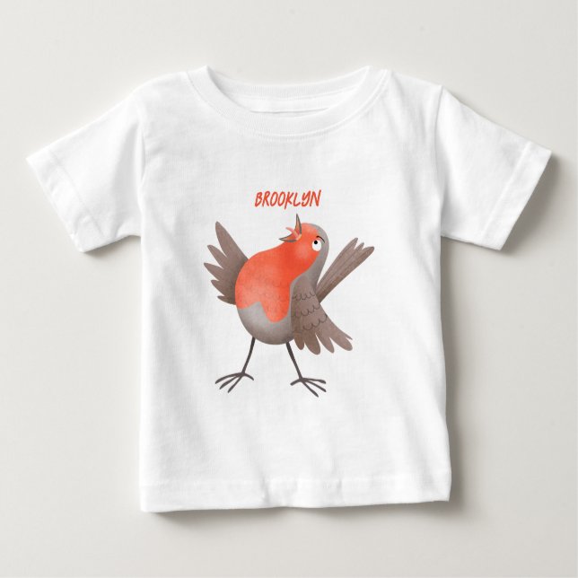 Niedlicher Singvogel Cartoon Baby T-shirt (Vorderseite)