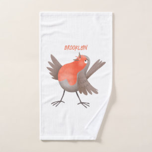 Niedlicher Singvogel Cartoon Badhandtuch Set