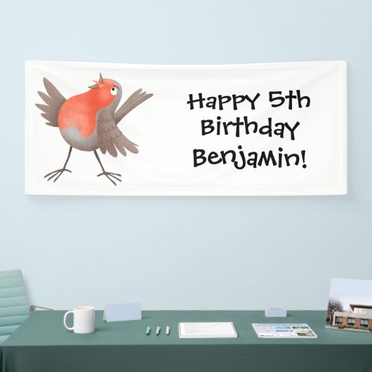 Niedlicher Singvogel Cartoon Banner (Messe)
