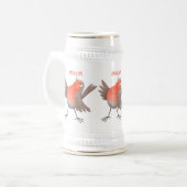 Niedlicher Singvogel Cartoon Bierglas (Vorderseite Links)