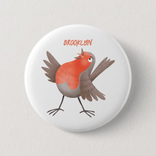 Niedlicher Singvogel Cartoon Button