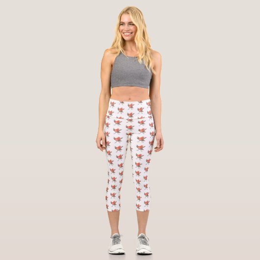 Niedlicher Singvogel Cartoon Capri Leggings (Vorderseite)