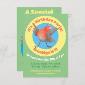 Niedlicher Singvogel Cartoon Einladung (Vorne/Hinten)