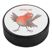 Niedlicher Singvogel Cartoon Eishockey Puck (3/4)
