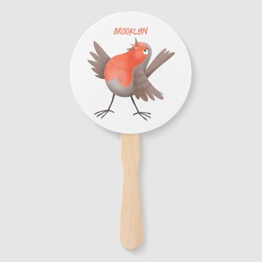 Niedlicher Singvogel Cartoon Fächer (Vorderseite)