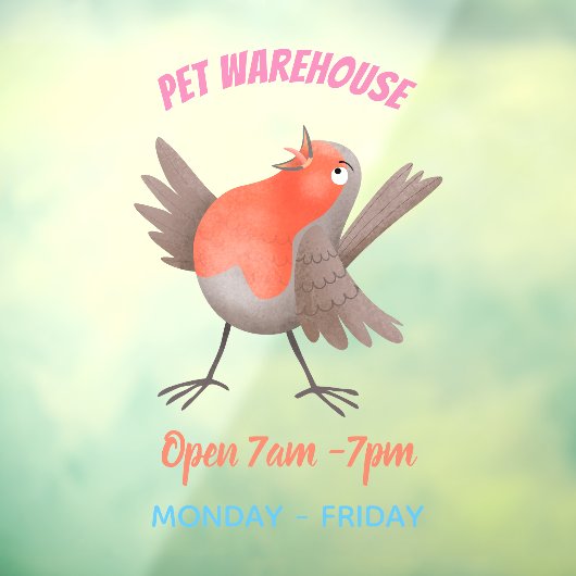 Niedlicher Singvogel Cartoon Fensteraufkleber (Blatt 3)