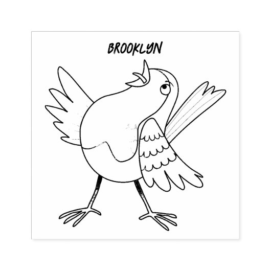 Niedlicher Singvogel Cartoon Gummistempel (Prägung)