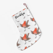 Niedlicher Singvogel Cartoon Kleiner Weihnachtsstrumpf (Rückseite (Hängend))