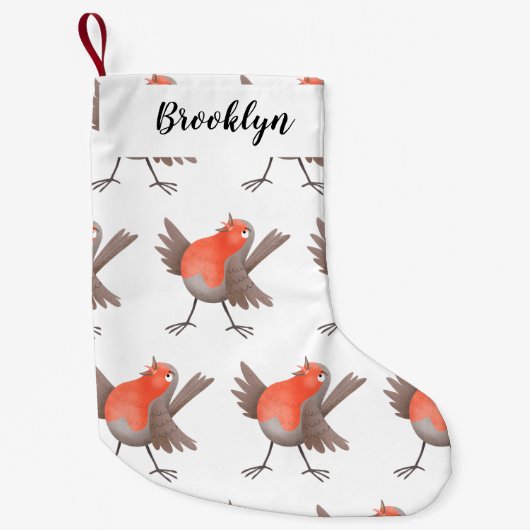 Niedlicher Singvogel Cartoon Kleiner Weihnachtsstrumpf (Vorderseite)