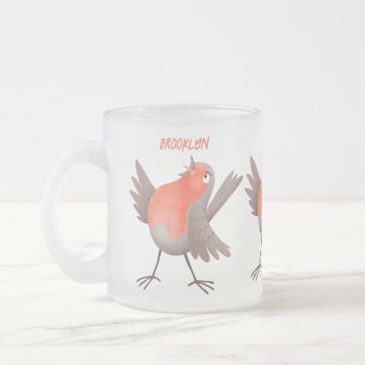 Niedlicher Singvogel Cartoon Mattglastasse (Links)