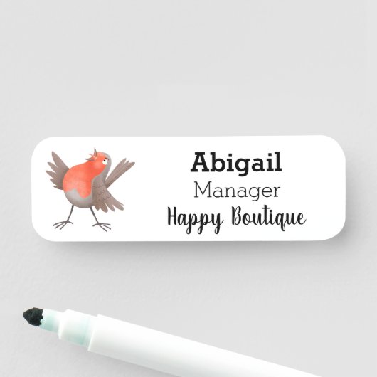 Niedlicher Singvogel Cartoon Namensschild (Beispiel)