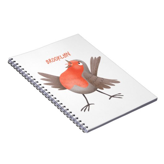 Niedlicher Singvogel Cartoon Notizblock (Rechte Seite)