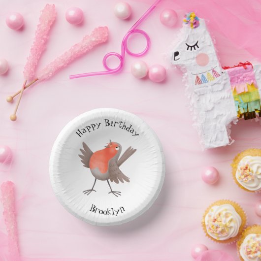 Niedlicher Singvogel Cartoon Pappteller (Party)
