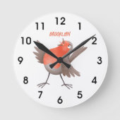 Niedlicher Singvogel Cartoon Runde Wanduhr (Vorderseite)