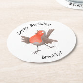 Niedlicher Singvogel Cartoon Runder Pappuntersetzer (Angewinkelt)