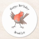 Niedlicher Singvogel Cartoon Runder Pappuntersetzer (Vorderseite)