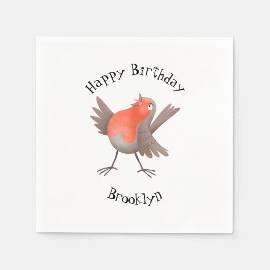 Niedlicher Singvogel Cartoon Serviette (Vorderseite)