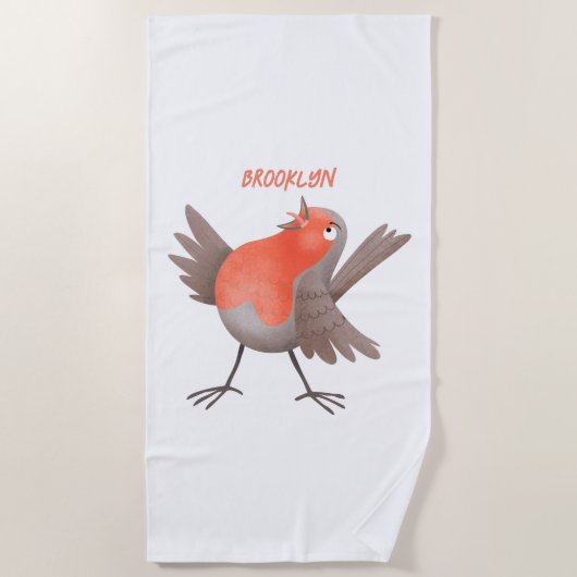 Niedlicher Singvogel Cartoon Strandtuch (Vorderseite)