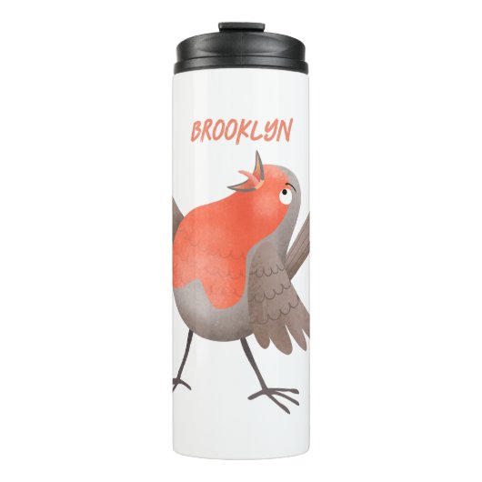 Niedlicher Singvogel Cartoon Thermosbecher (Vorderseite)