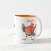 Niedlicher Singvogel Cartoon Zweifarbige Tasse (VorderseiteRechts)