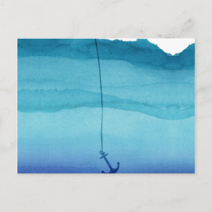 Niedlicher Sinking Anker in Sea Blue Watercolor Postkarte