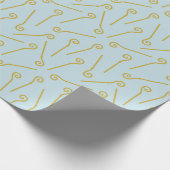 Niedlicher Sinterklaas Staf auf hellblau Geschenkpapier (Ecke)