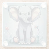 Niedlicher SitzElefant Glasuntersetzer (Rückseite)