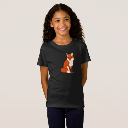 Niedlicher sitzender Mädchen-T - Shirt Fox (Vorne ganz)