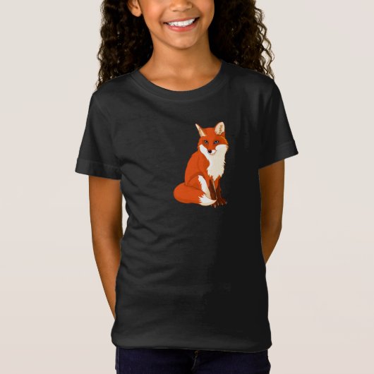 Niedlicher sitzender Mädchen-T - Shirt Fox (Vorderseite)
