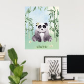Niedlicher sitzender Panda Poster (Heimbüro)