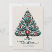 niedlicher skandinavischer Weihnachtsbaum Feiertagskarte (Vorderseite)