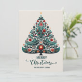 niedlicher skandinavischer Weihnachtsbaum Feiertagskarte (Stehend Vorderseite)