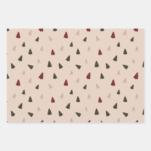 niedlicher skandinavischer Weihnachtsbaum Geschenkpapier Set (Vorderseite 3)