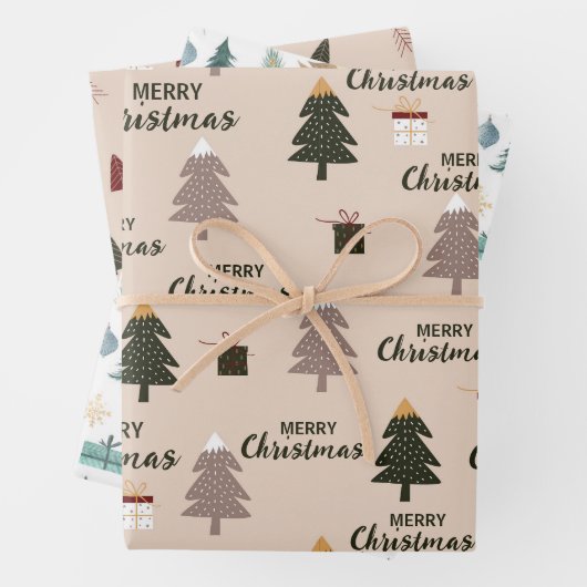 niedlicher skandinavischer Weihnachtsbaum Geschenkpapier Set (Beispiel)