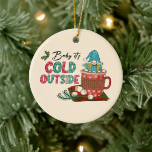 Niedlicher skandinavischer Weihnachtsgnome & Hot C Keramik Ornament