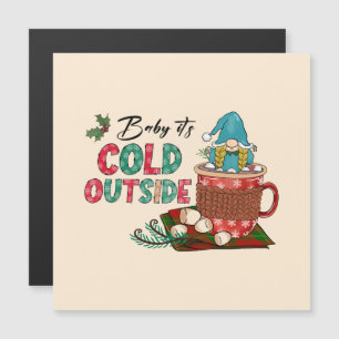 Niedlicher skandinavischer Weihnachtsgnome & Hot C Magnetkarte