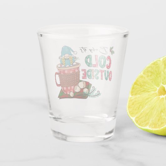 Niedlicher skandinavischer Weihnachtsgnome & Hot C Schnapsglas (Rückseite)