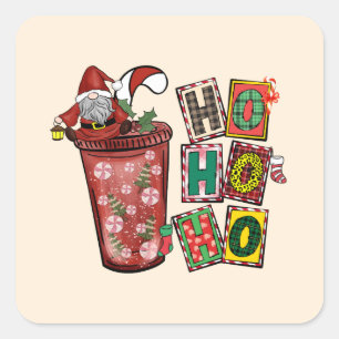 Niedlicher skandinavischer Weihnachtsmann Gnome - Quadratischer Aufkleber