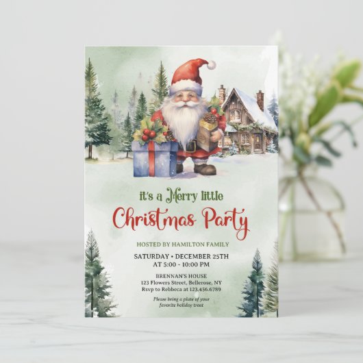 Niedlicher skandinavischer Weihnachtszwerg im Wint Einladung (Stehend Vorderseite)