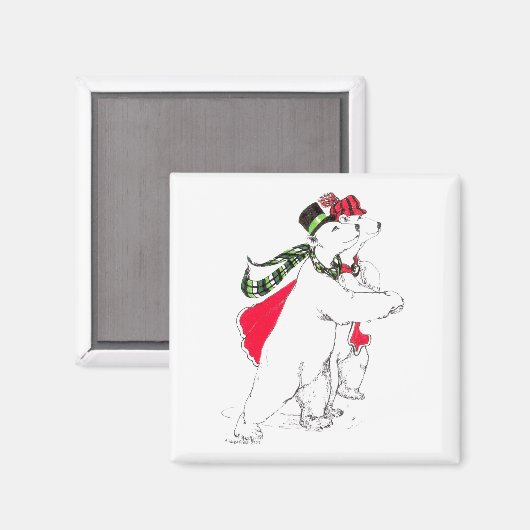 Niedlicher Skaten Polar Bears Weihnachtsfeiertag Magnet (Vorderseite/Rückseite)