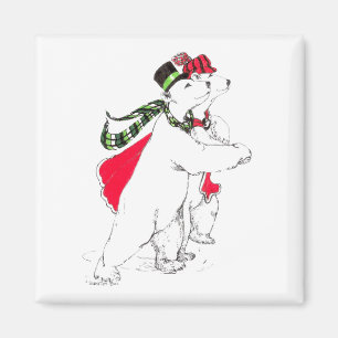 Niedlicher Skaten Polar Bears Weihnachtsfeiertag Magnet