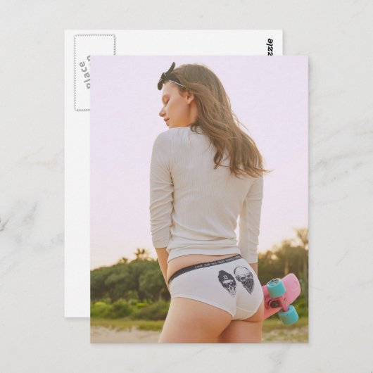 Niedlicher Skater Girl-Unterwäsche-Modell Postkart Postkarte (Vorne/Hinten)