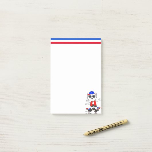 Niedlicher Skater Post-it Klebezettel (Auf Schreibtisch)